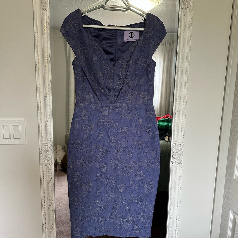 JS Collections Navy Lace Midi Dress